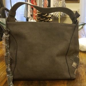 Gray Faux Leather Hobo